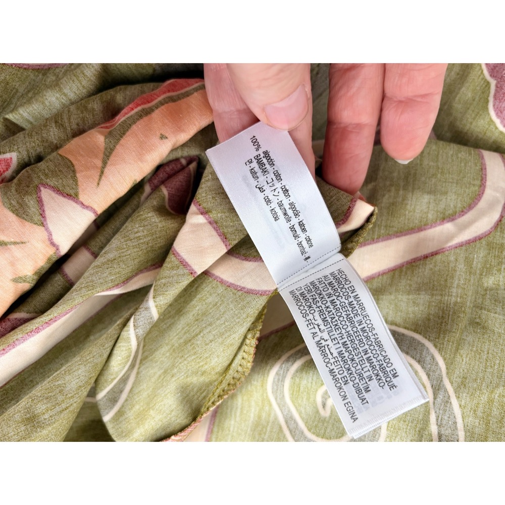 Zara Floral Midi Dress Medium Green Tropical Cotton V-Back Sleeveless New tie up - Picture 6 of 16